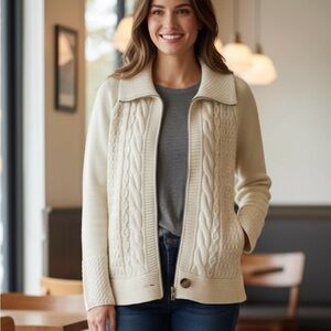 CHRISTOPHER & BANKS Zip Front Closure Cardigan, Women’s M, Ivory